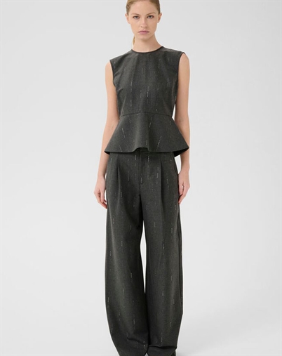 Gestuz - GZAdira Peplum Top - Dark Grey Melange